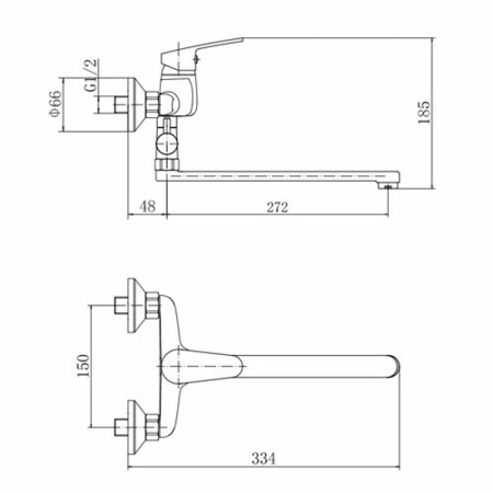 Смеситель для ванны FASHUN A2116, хром
