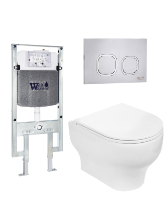 Комплект инсталляции с унитазом Weltwasser AMBERG 497 ST + ERLENBACH 004 GL-WT + AMBERG RD-MT CR