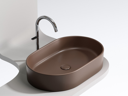 Умывальник чаша накладная овальная Ceramicanova Element 608*385*122мм, Темно-коричневый матовый, CN6048MDB