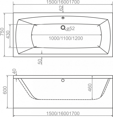 Акриловая ванна Domani-Spa Clarity DS02Cr16075, 160x75 см