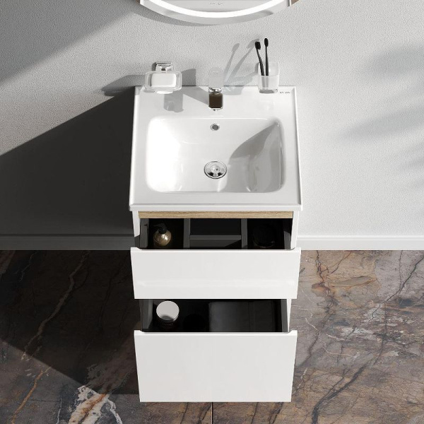 M85AFSX0502WG X-Joy База под раковину AM.PM, напольная, 50 см, 2 ящика, белый глянец