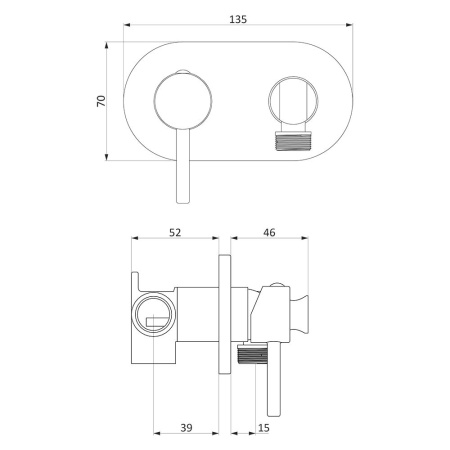 214000000 Option Смеситель Damixa монтируемый в стену, с гигиеническим душем, бронза