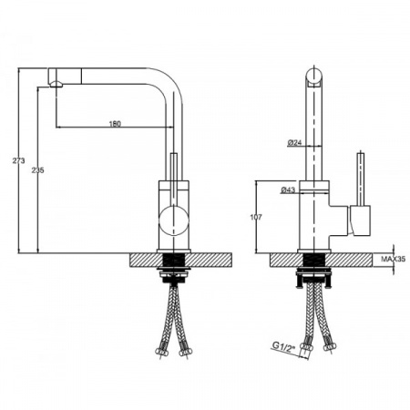 Смеситель для мойки Kaiser Teka 13144-3 Bronze