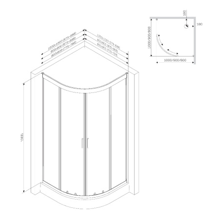 W45G-301-090TM Tender Twin Slide 90. Душевое ограждение AM.PM, 90x90, профиль хром, стекло прозрачное