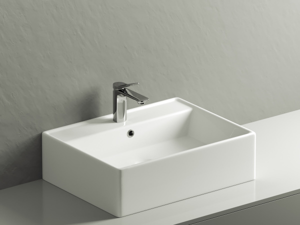 Умывальник чаша накладная прямоугольная Ceramicanova Element 590*450*160мм, Белый, CN6046