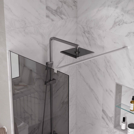 Душевая перегородка, ограждение Reflexion RX20090TCR-20 Walk in 200x90см, тонированное закаленное стекло 8мм, хромированный профиль