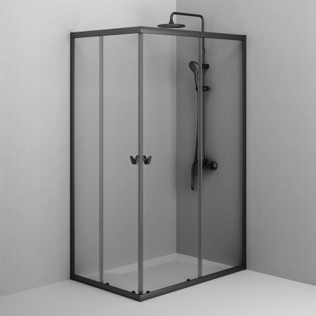W87G-403-12080-BT Sunny Душевое ограждение AM.PM прямоугольное, раздвижн двери 120x80 черный,стекло прозрачн