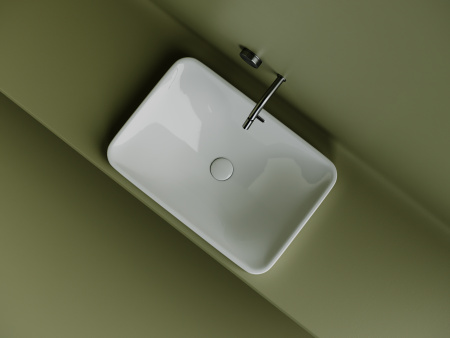 Умывальник прямоугольный встраиваемый сверху в столешницу Ceramicanova Element 605*415*185мм, Белый, CN5041