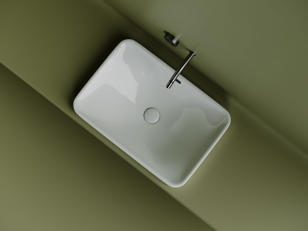 Умывальник прямоугольный встраиваемый сверху в столешницу Ceramicanova Element 605*415*185мм, Белый, CN5041