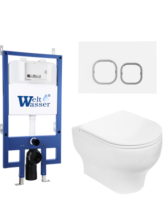 Комплект инсталляции с унитазом Weltwasser BAMBERG 545 + ERLENBACH 004 GL-WT + BAMBERG WT