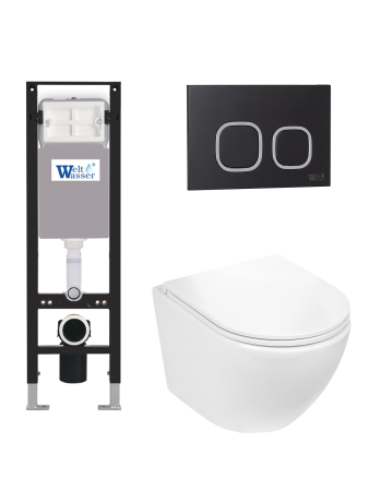 Комплект инсталляции с унитазом Weltwasser AMBERG 350 + MERZBACH 043 GL-WT + AMBERG RD-BL