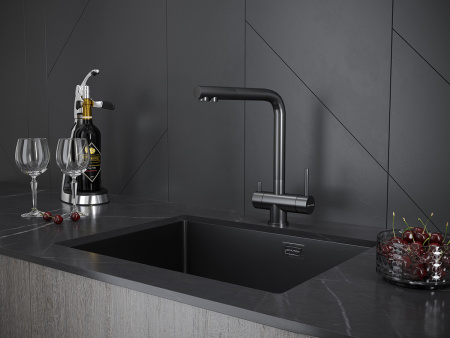 Смеситель для кухни Paulmark SKALEN Sk213020-GM, вороненая сталь