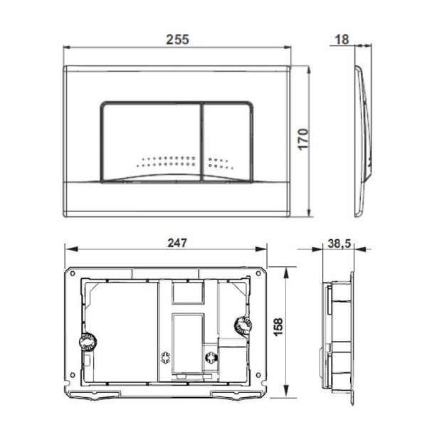 Кнопка смыва Roca ACTIVE PL 32B для ПЭК, хром глянец (7.8901.1.30B.1)