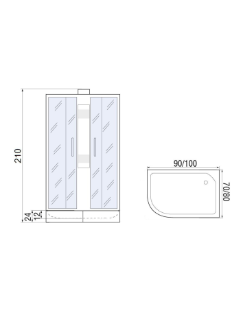 Душевая кабина River NARA 100/70/24 MT R 1000х700х2100мм