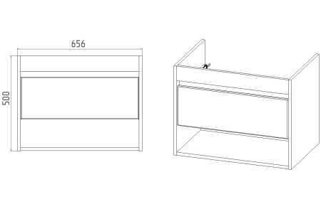 Тумба VIANT "Бостон" COMO 70 1 ящик подвесная  425х655х500 (VBOS70CO-T1YP)