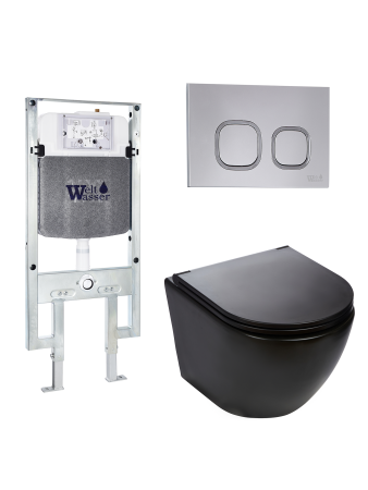 Комплект инсталляции с унитазом Weltwasser AMBERG 497 ST + MERZBACH 043 MT-BL + AMBERG RD-CR