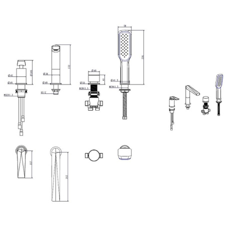Смеситель на борт ванны Boheme Venturo 370 Хром