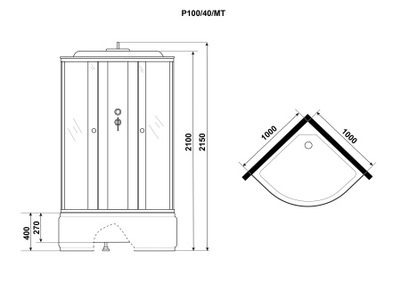 Душевая кабина Niagara Promo P100/40/MT (100х100х215) 4 места