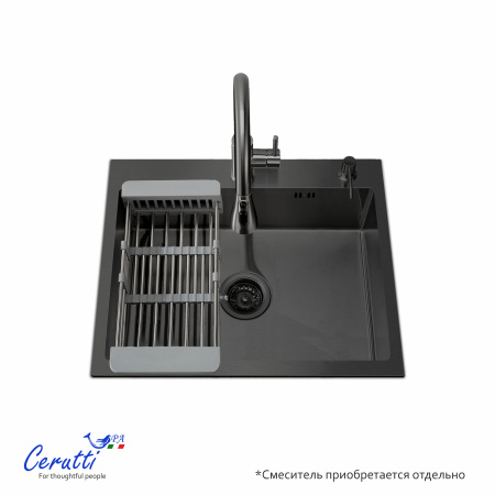 Мойка GLORIA50B nano black (графит) кухонная из нержавеющей стали (500х500х220) Ceruttispa
