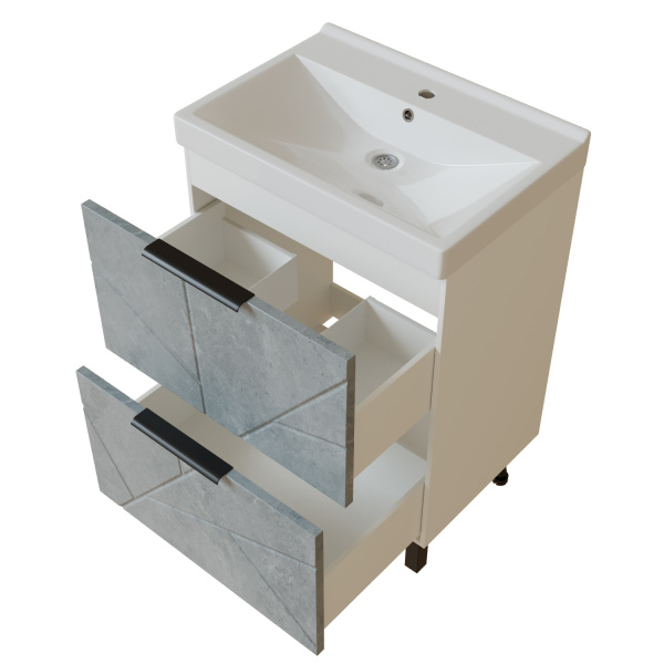 Тумба для ванной MIXLINE "Гранд-60" Бетон под ум.Fest-60 (Sanita Lux) (553026)