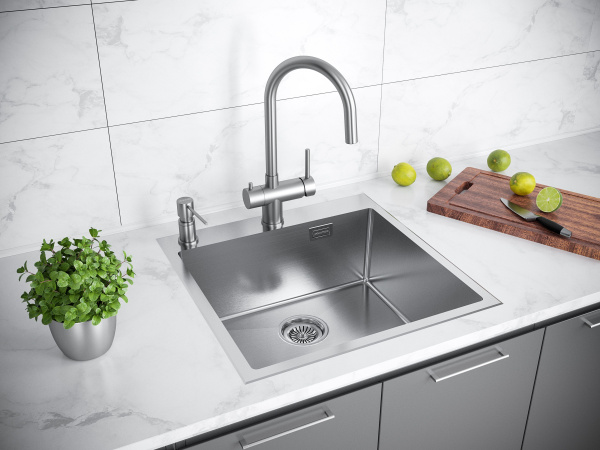 Мойка Paulmark KRONER-EDGE 59 PM775951-BS 510х590х200 мм, нержавеющая сталь, брашированная нержавеющая сталь