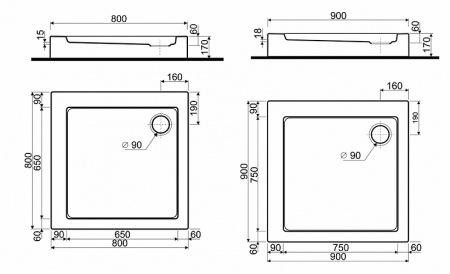 Душевой поддон Kolo Simplo XBK0681000