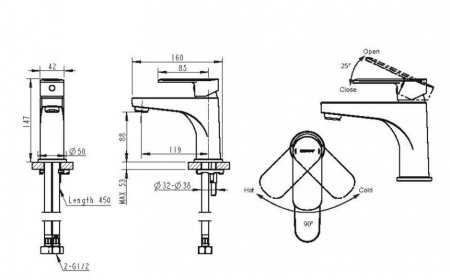 Смеситель для умывальника Bravat Louise F1191183CP-RUS