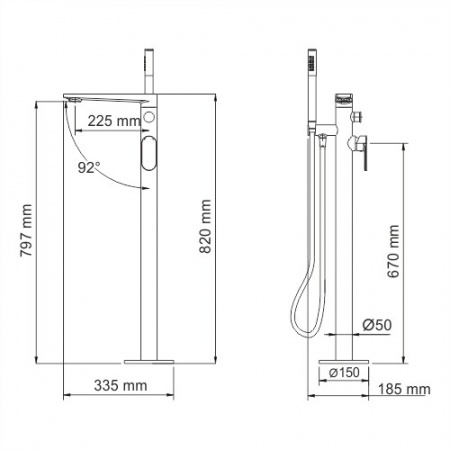 Смеситель для ванны WasserKRAFT Dinkel 5821