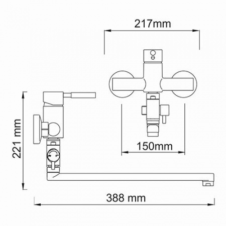 Смеситель для ванны с длинным изливом Wasserkraft Wern 4202L