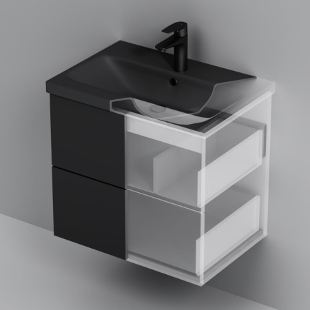 M90FHX06022BM Gem База под раковину AM.PM, подвесная, 60 см, 2 ящика push-to-open, черный матовый