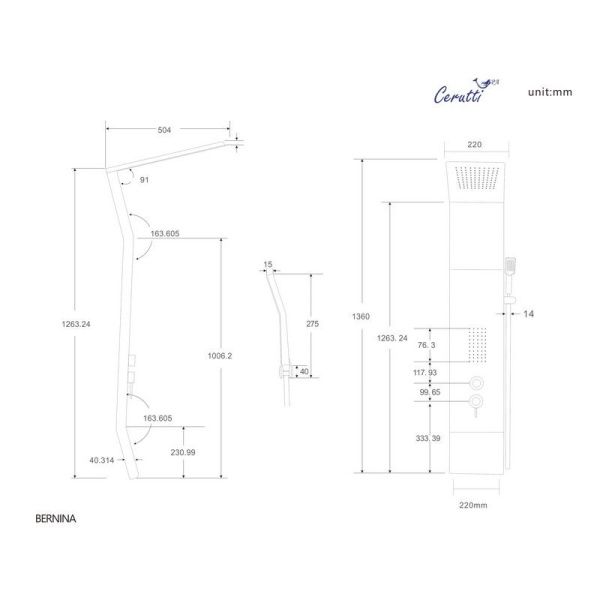 Панель BERNINA B душевая Cerutti SPA CT8982