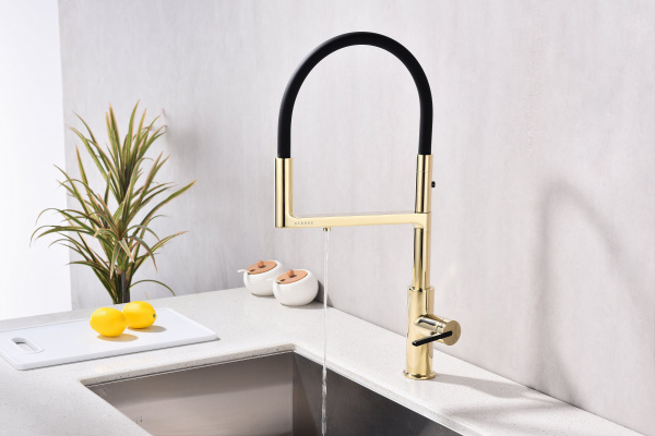 Смеситель для кухни Paulmark TORNADO To213402-G, золото