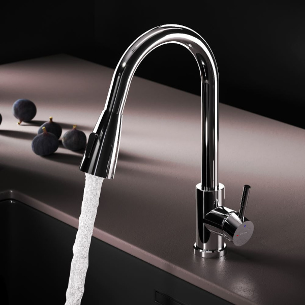 F85B07500 X-Joy S, Смеситель для кухни AM.PM с вытягивающимся изливом, хром