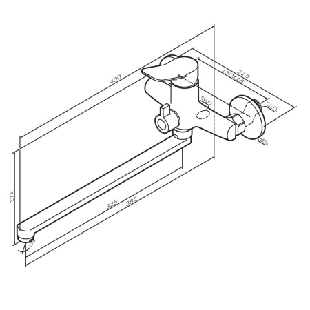 F85A90200 X-Joy, Смеситель для ванны и душа AM.PM, излив 325 мм, хром