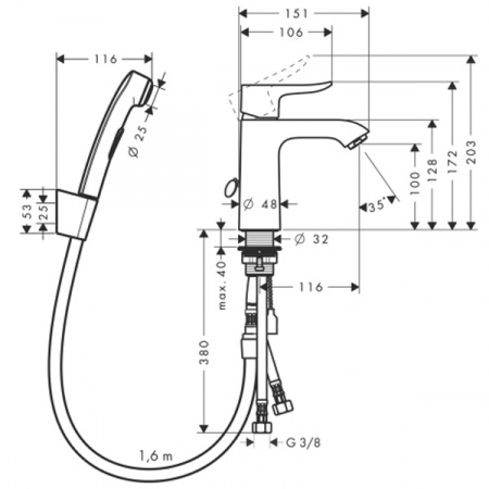 Набор для биде Hansgrohe Metris 31285000
