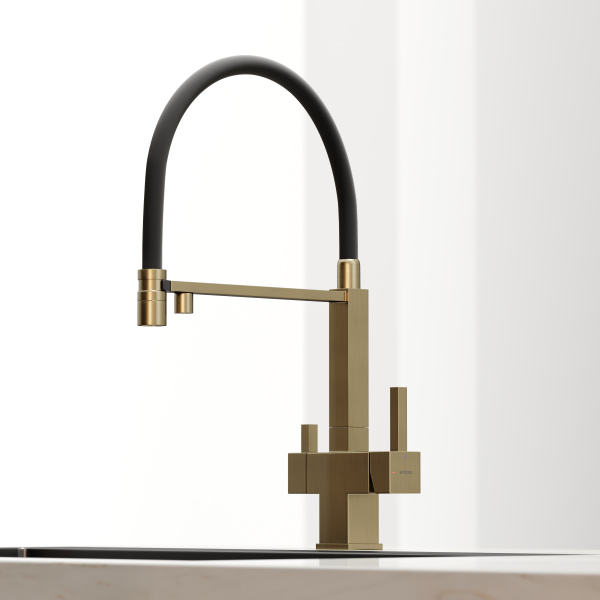 Смеситель для кухни SANCOS Moro с гибким изливом и возможностью подключения фильтра для воды, цвет брашированное золото, арт. SC4006BG