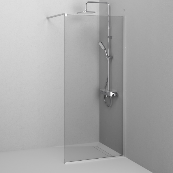 W84WI-90-F1-MTE Душевая перегородка AM.PM Func 90x200, стекло прозр. 8 мм + покрытие, профиль мат хром