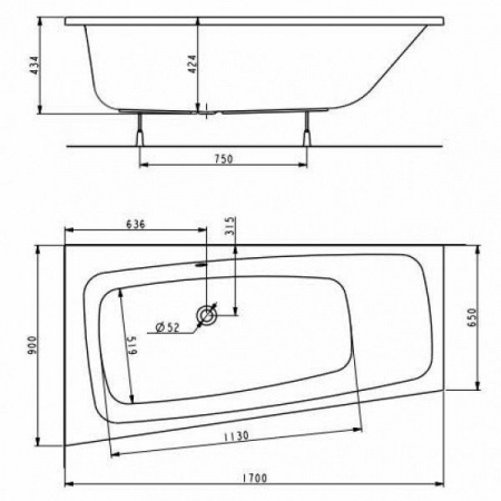 Акриловая ванна Kolo Split XWA1671000 170х90 левая