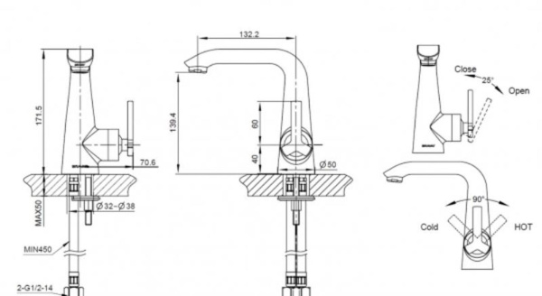 Смеситель для раковины Bravat Waterfall F173107C-1, хром