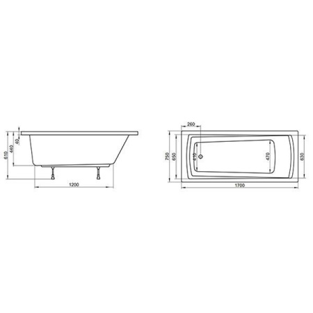 Акриловая ванна Ravak SET DOMINO PLUS 170х75 с ножками и сливом