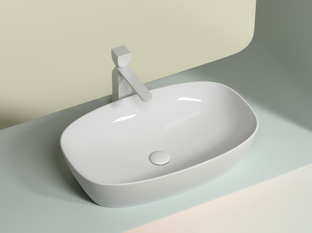 Умывальник чаша накладная овальная Ceramicanova Element 600*380*138мм, Белый, CN6049