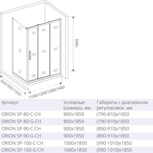 Душевое ограждение Good Door ORION SP-80-G-CH