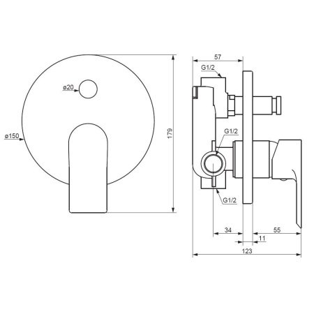 477100300 Apollo Смеситель для душа Damixa монтируемый в стену, черный