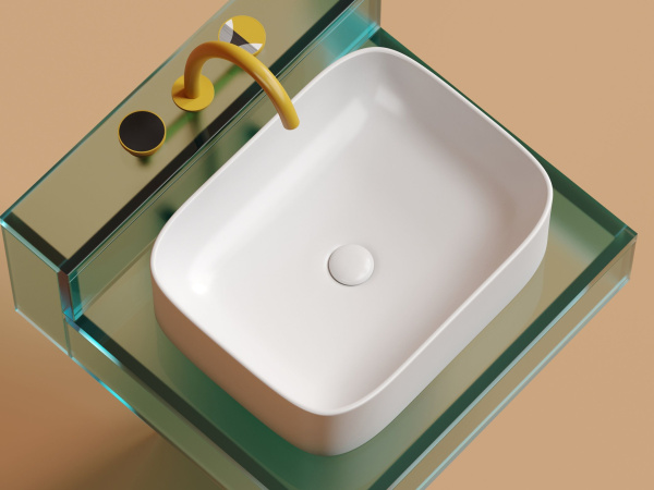 Умывальник чаша накладная прямоугольная Ceramicanova Element 505*380*150мм, белый матовый, CN6052MW