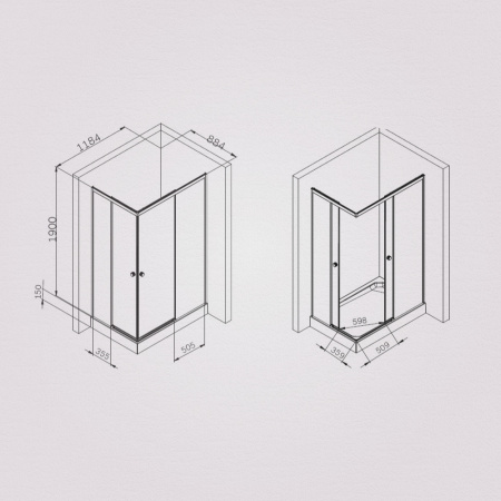 W94G-403-12090-MТ Душевое ограждение AM.PM X-Joy Square Slide 120х90, мат хром, прозрачное