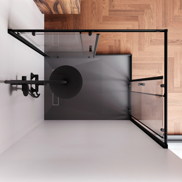 W87G-403-12090-BT Sunny Душевое ограждение AM.PM прямоугольн, раздвижн двери 120x90 черный,стекло прозрачное