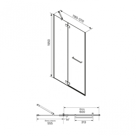 Душевая дверь IDDIS Slide SLI6BH2i69 120х195