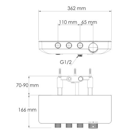 Термостатический смеситель для ванны и душа Wasserkraft Mindel 8599 Thermo