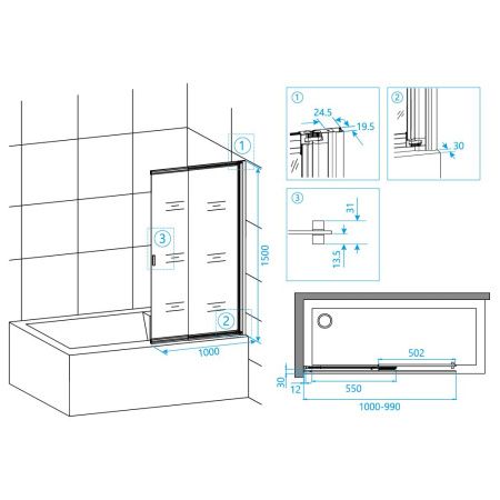 Шторка на ванну RGW SC-40 03114010-11 прозрачное стекло, хром