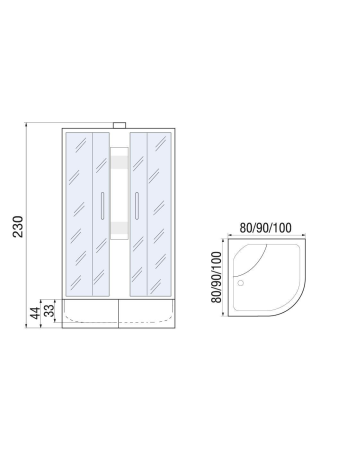 Душевая кабина River NARA XL 90/44 MT 900х900х2300мм